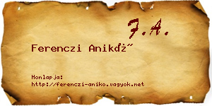 Ferenczi Anikó névjegykártya